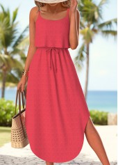 Coral Tummy Coverage Strappy Round Neck Dress
