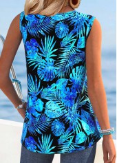Multi Color Tummy Coverage Tropical Plants Print Tank Top | thumb picture 