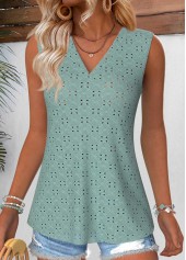 Sage Green Tummy Coverage Sleeveless V Neck Tank Top | thumb picture 