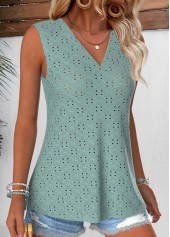 Sage Green Tummy Coverage Sleeveless V Neck Tank Top | thumb picture 
