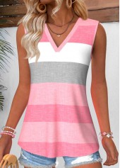 Multi Color Tummy Coverage Striped Sleeveless Tank Top | thumb picture 