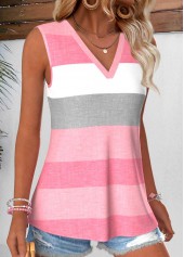 Multi Color Tummy Coverage Striped Sleeveless Tank Top | thumb picture 