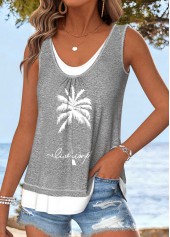 Light Grey Marl Tummy Coverage Sleeveless Tank Top | thumb picture 