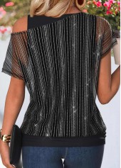 Black Tummy Coverage Short Sleeve One Shoulder T Shirt | thumb picture 