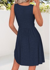 Navy Tummy Coverage Short Sleeveless Round Neck Dress | thumb picture 