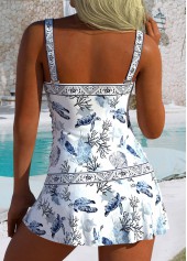 Tummy Coverage Mid Waisted Marine Life Print Tankini Set | thumb picture 