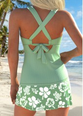 Lace Up Mid Waisted Floral Print Tankini Set | thumb picture 