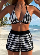 Wide Waistband Mid Waisted Black Bikini Set