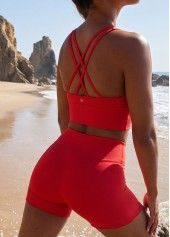 High Elasticity Mid Waisted Red Bikini Set | thumb picture 