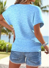 Light Blue Tummy Coverage Tropical Plants Print T Shirt | thumb picture 