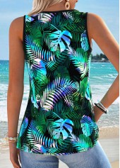 Multi Color Tummy Coverage Tropical Plants Print Tank Top | thumb picture 