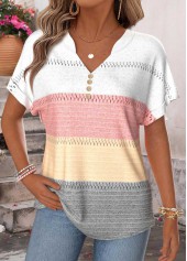 Multi Color Tummy Coverage Geometric Print T Shirt