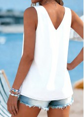 White Tie Letter Print Strappy V Neck Tank Top | thumb picture 