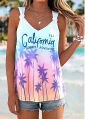 Multi Color Tie Letter Print Strappy Tank Top | thumb picture 