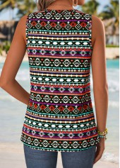 Multi Color Tribal Print Sleeveless V Neck Tank Top | thumb picture 