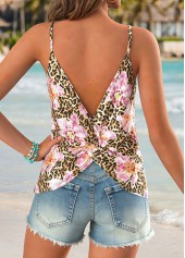 Pink Leopard Strappy V Neck Camisole Top | thumb picture 