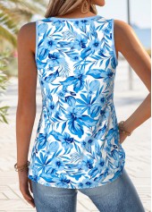Blue Tummy Coverage Floral Print Sleeveless Tank Top | thumb picture 