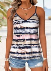 Multi Color Striped Strappy V Neck Camisole Top | thumb picture 
