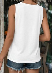 White Tuck Stitch Sleeveless Scoop Neck Tank Top | thumb picture 