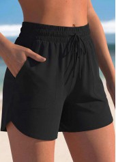 Pocket High Waisted Black Beach Shorts