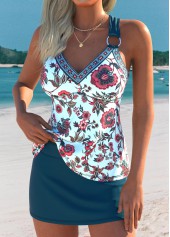 Tummy Coverage Mid Waisted Random Floral Print Tankini Set | thumb picture 