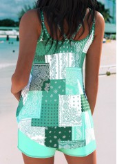 Tummy Coverage Mid Waisted Tribal Print Tankini Set | thumb picture 