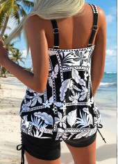 Tummy Coverage Mid Waisted Tropical Plants Print Tankini Set | thumb picture 