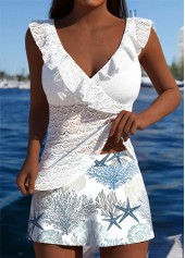 Tummy Coverage High Waisted Marine Life Print Tankini Set