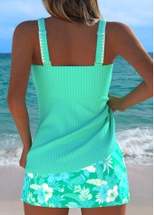 Tummy Coverage Mint Green Floral Print Tankini Set | thumb picture 