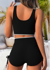 Pull On Mid Waisted Striped Black Bikini Set | thumb picture 