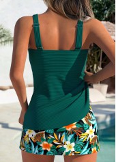 Tummy Coverage Mid Waisted Floral Print Turquoise Tankini Set | thumb picture 