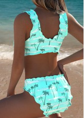 Pull On Mint Green Tropical Plants Print Bikini Set | thumb picture 