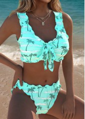 Pull On Mint Green Tropical Plants Print Bikini Set | thumb picture 