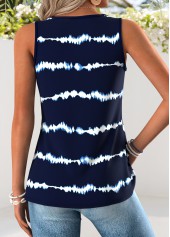 Navy Tie Dye Print Tummy Coverage Sleeveless Tank Top | thumb picture 