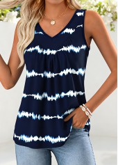 Navy Tie Dye Print Tummy Coverage Sleeveless Tank Top | thumb picture 