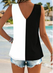 Black Tie Tropical Plants Print Strappy Tank Top | thumb picture 