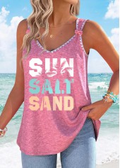 Pink Tummy Coverage Letter Print Strappy Tank Top | thumb picture 