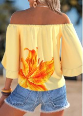 Light Yellow Tummy Coverage Floral Print Half Sleeve Blouse | thumb picture 