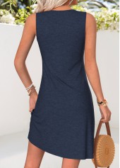 Navy Tummy Coverage Short Sleeveless V Neck Dress | thumb picture 