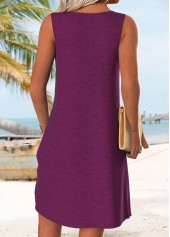 Dark Reddish Purple Tummy Coverage Letter Print Short Dress | thumb picture 