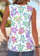 Multi Color Marine Life Print Sleeveless Tank Top | thumb picture 