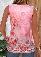 Pink Tribal Print Sleeveless V Neck Tank Top | thumb picture 