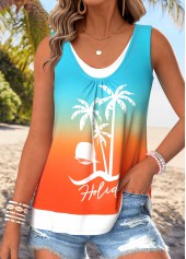 Hot Pink Fake 2in1 Ombre Sleeveless Tank Top