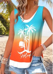 Hot Pink Fake 2in1 Ombre Sleeveless Tank Top | thumb picture 