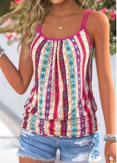 Multi Color Curved Hem Striped Strappy Camisole Top | thumb picture 