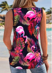Hot Pink Tummy Coverage Animal Print Sleeveless Tank Top | thumb picture 