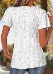 White Peplum Short Sleeve V Neck T Shirt | thumb picture 