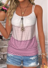 Pink Tummy Coverage Multi Stripe Print Strappy Camisole Top | thumb picture 