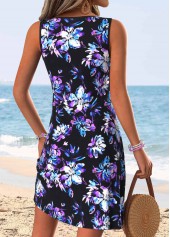 Multi Color Tummy Coverage Floral Print Short Sleeveless Dress | thumb picture 