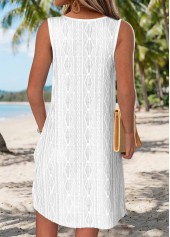 White Tummy Coverage Short Sleeveless V Neck Dress | thumb picture 